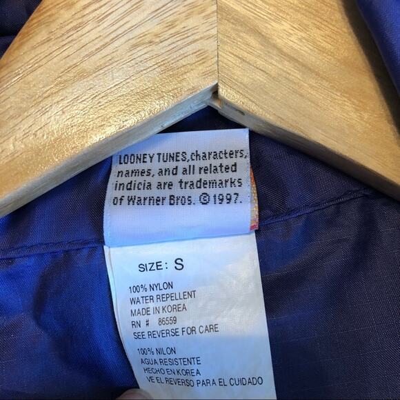 Vintage Tweety Bird Jacket Loony Tunes Navy Blue Windbreaker Oversized Small - Picture 6 of 7